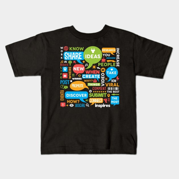 Social Media Funny Design Kids T-Shirt by jazzworldquest